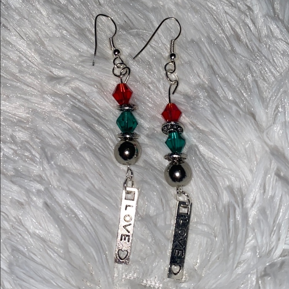 💙❤️ handmade uniquely designed “Love” earrings